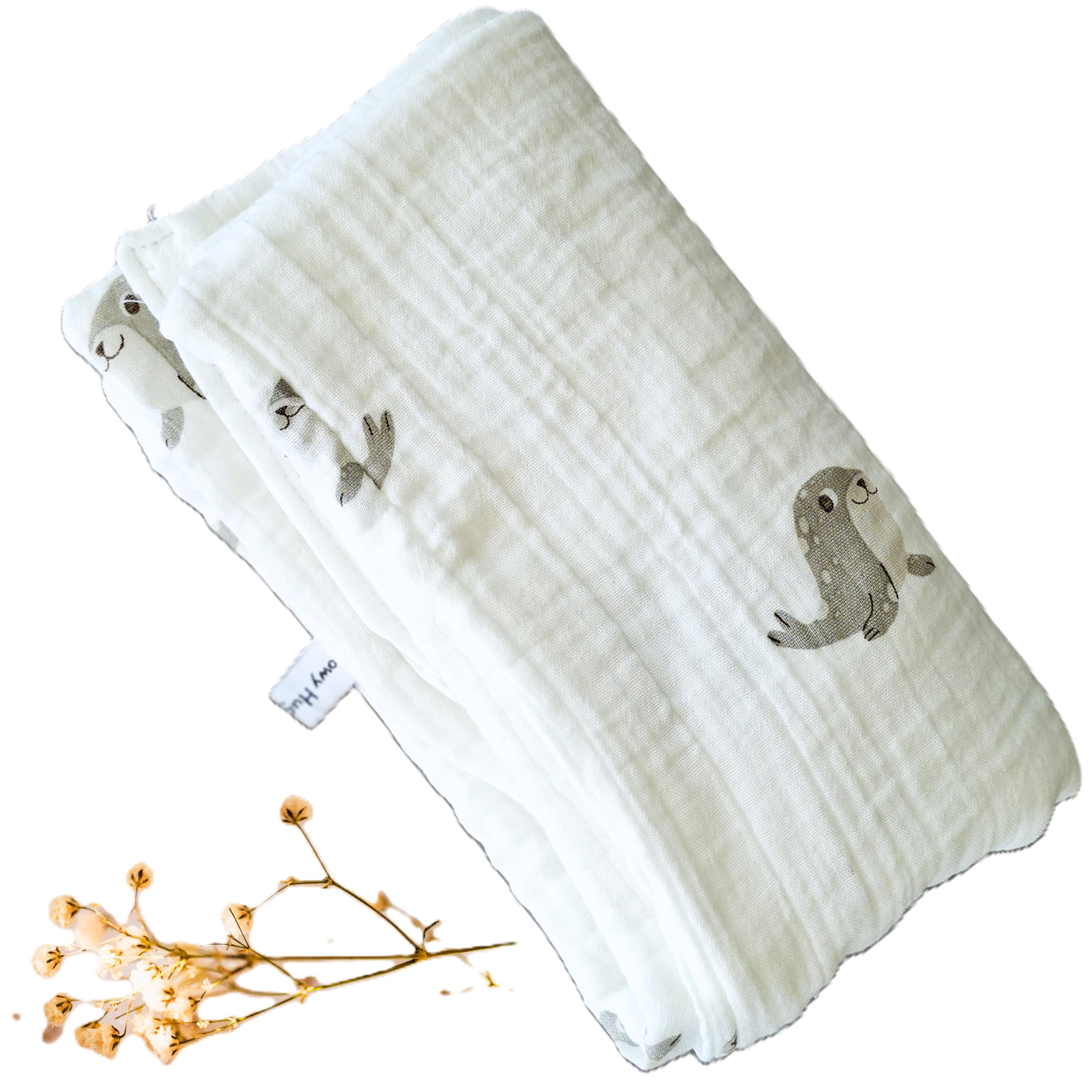 Muslin Baby Bath Towel Cotton Super Soft Bathing Towels for Newborn Highly Absorbent, Kids Boys and Girls (Pack of 1) White Size 50 x 100 cm-image-42