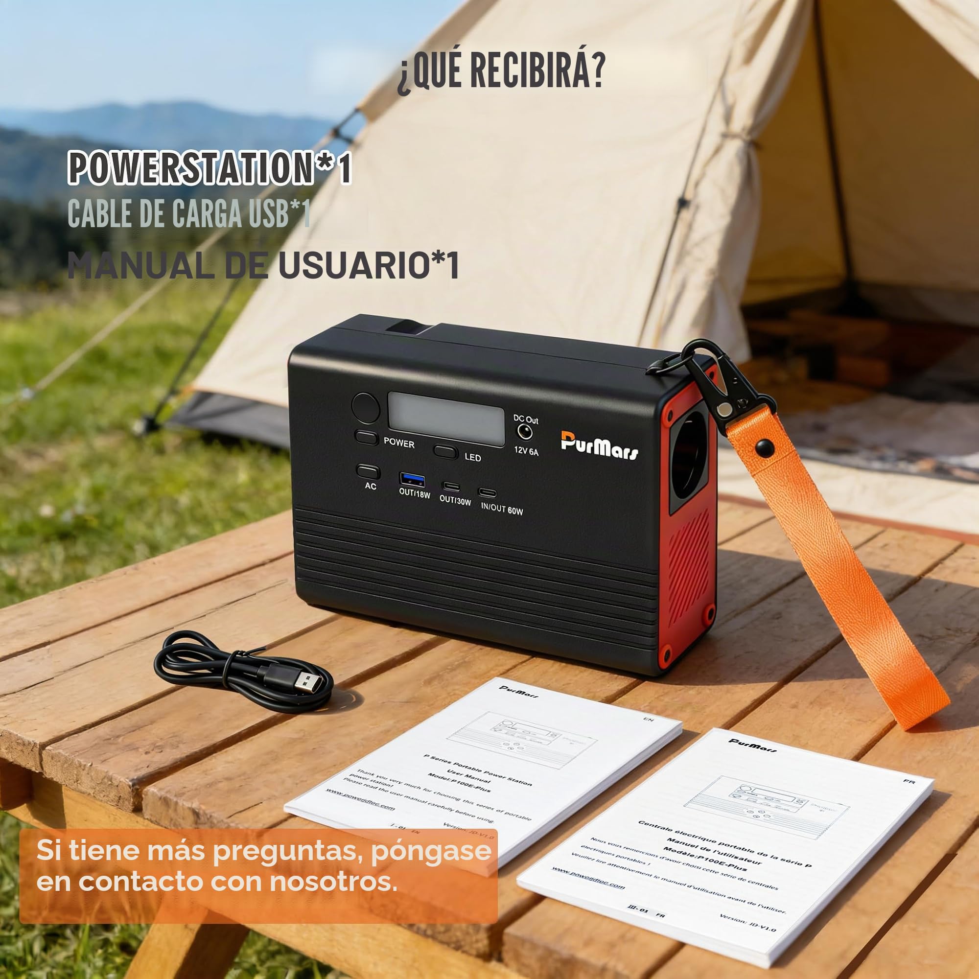 Estación De Energía Portátil, 28800mAh/92Wh con Salida AC De 230V | Soporta Carga Rápida PD De 60W, Diseño Ligero De 1,2Kg, Apto Para Aviones, Adecuado Para Camping, Viajes Y Fuente De