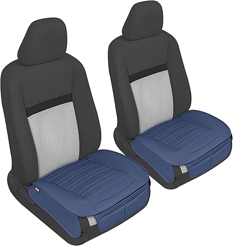 Miniatura 9 de Motor Trend - Fundas de asiento de piel sintética para asientos delanteros color negro 2 unidades acolchado universal para asiento de coche con
