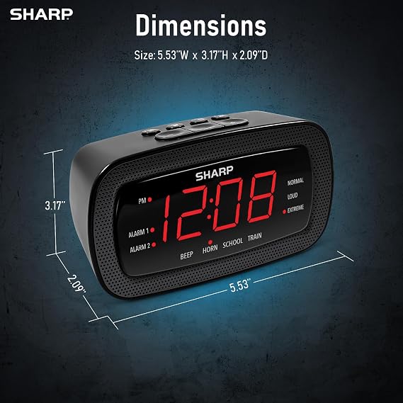 Sharp Shockwave 105dB Super Loud Alarm Clock for Heavy Sleepers, Dual Alarm
