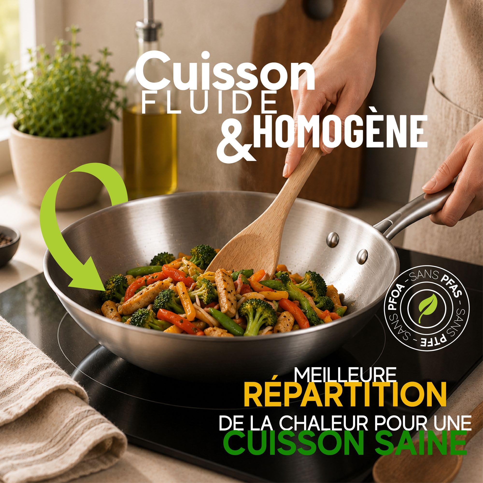 MENASTYL - Batterie de cuisine inox 5 pièces Trinox tous feux dont Induction - Structure 3 couches - Sans substances nocives - Lave-vaisselle - 2 poêles, 2 casseroles, 1 faitout - 6014261