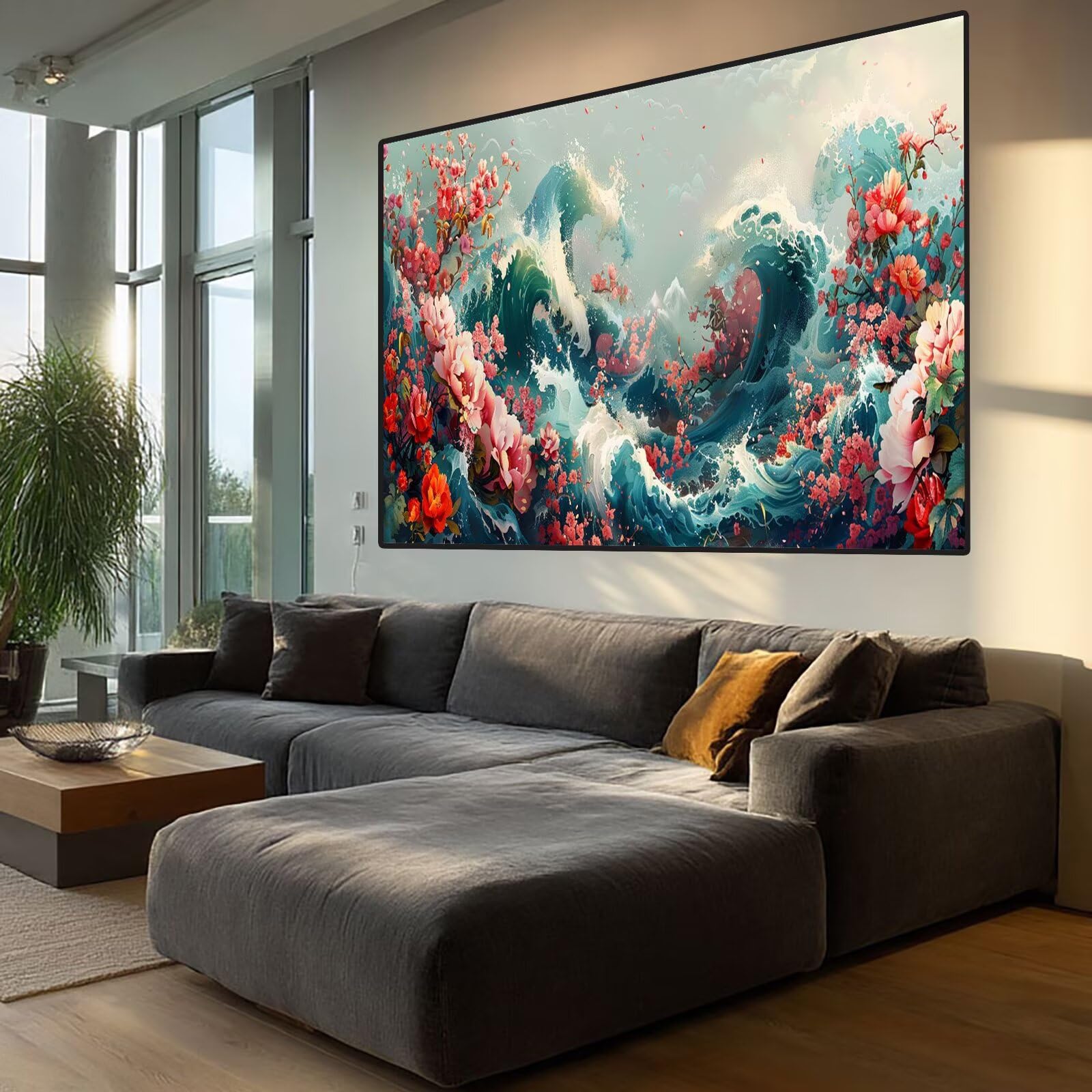 Ocean Diamond Art Flower Diamond Painting Arts and Crafts dla dorosłych, zestawy do malowania diamentami 5D, dorosłych, Crysta, haft krzyżykowy, zestaw do haftowania dla początkujących, dekoracja