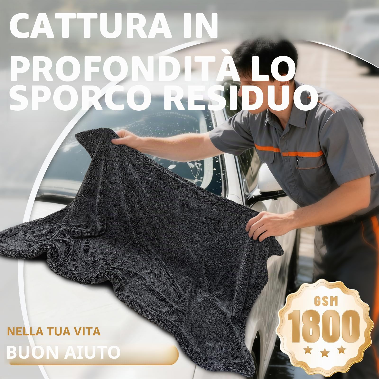 Panno per Asciugatura Auto,90x60cm-1800GSM Panno Microfibra Auto,Extra Large,Altissimo Grado Assorbimento,Senza Pelucchi,Asciugatura Senza Graffi,Della Carrozzeria Autos e Moto