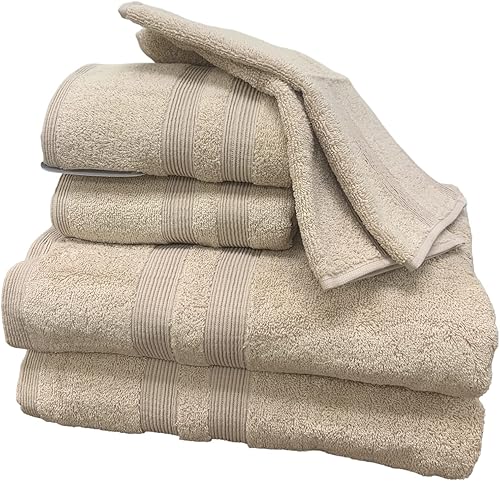 Royal Tradition Juego de 6 toallas de 100 algodón hechas en Turquía incluye 2 toallas de baño 2 toallas de mano y 2 paños arena