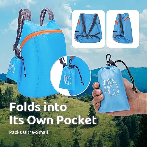 Miniatura 6 de Mochila plegable ligera y fina, bolsa de escalada, mochila de senderismo, mochila de viaje impermeable de 20L (gris)