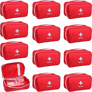 12 Pack Empty First Aid Bag, Emergency Bag Empty, First Aid Case, Portable Medical Storage Pouch for Camping Hiking Travel Home Office (Red)