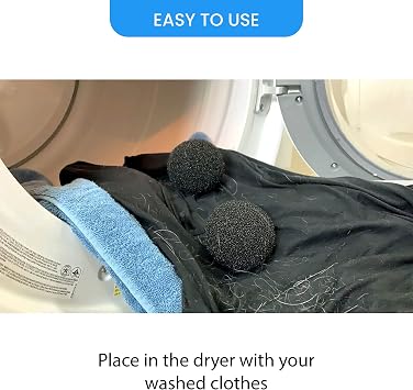 Reusable Pet Hair Removing Foam Dryer Balls 6 Pack. Rid Laundry and Clothes of Soft Debris Like Dog or Cat Fur or Strands of Lost Hair. Minimize the Need For Lint Rollers and Keep Clothes Looking New, 2 Count (Pack of 3)