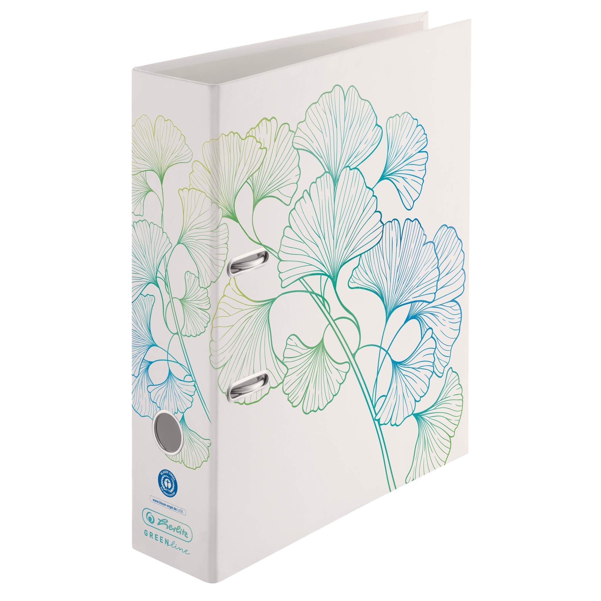 Herlitz Segregator A4 maX.file Greenline | Mechanizm Dzwigniowy | Folder na Dokumenty | Segregacja Notatek i Akt | Szeroka Okładka | Solidny Wytrzymały Grzbiet 8cm | Pojemność 600 Kartek | Ginko