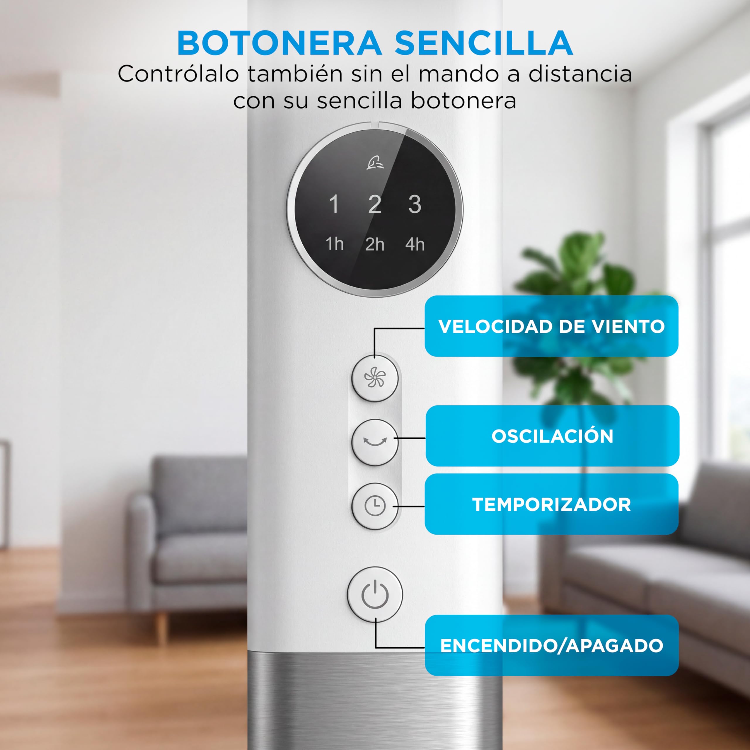 Midea Ventilador de Pie silencioso con Mando a Distancia y 3 velocidades - Ventilador Silencioso Oscilación 90º- Ventilador de Pie con Mando Temporizador 7h, Panel LED, Potente Motor, Altura Ajustable