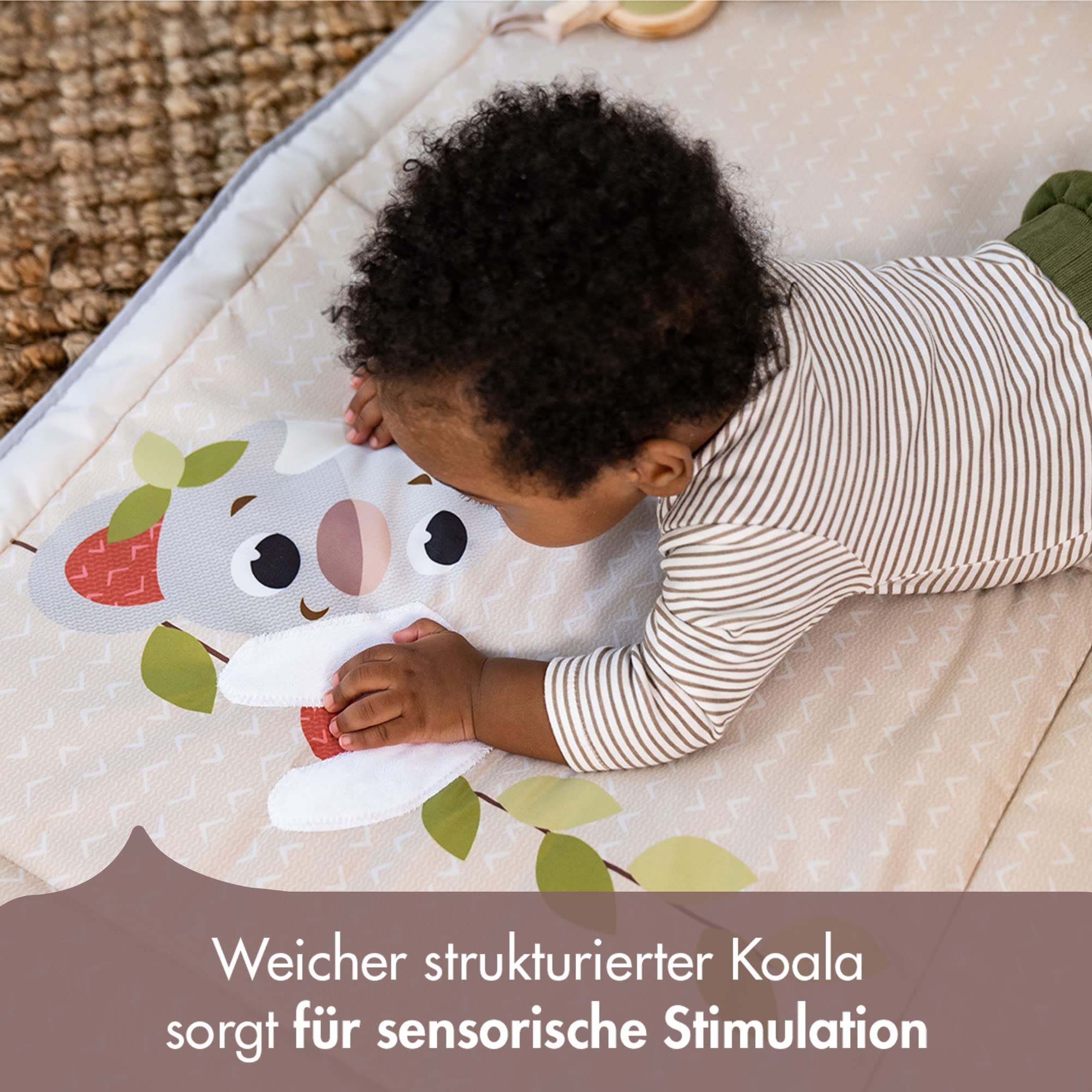 Tiny Love Super Mat, Spielmatte Baby, faltbare Spieldecke (150 x 100 cm), 0+ Monate, 6 Aktivitäten, Krabbeldecke Baby, Spiegel, Holzrassel, Knisterspielzeug, 12 Meilensteinkarten, Boho Chic