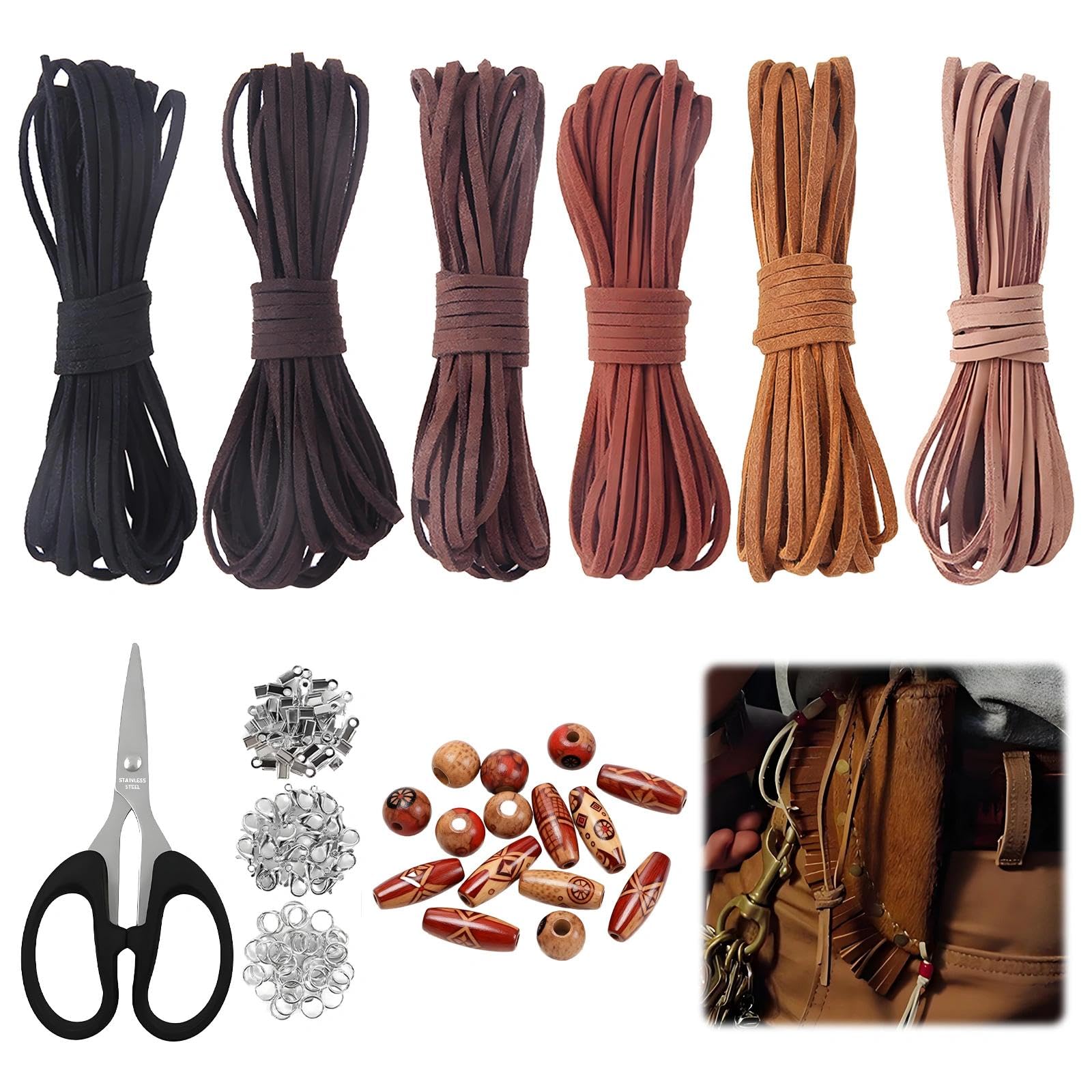 Correa de cuero para cadenas de bisutería y cordones planos de colores de alta flexibilidad