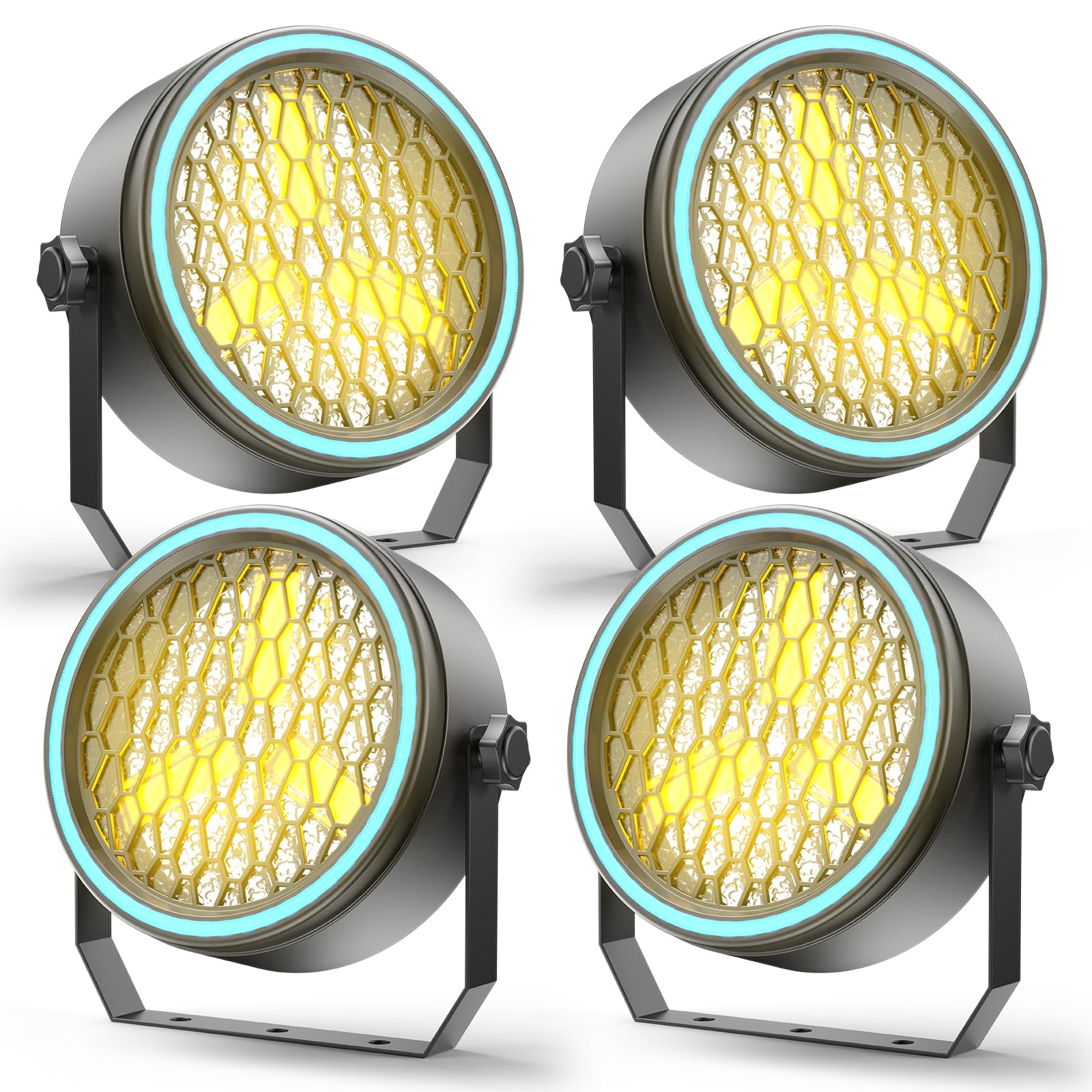 4PCS 6 x 30W COB Par, Luz LED de Escenario Control DMX con 30 Efectos, Luz de Discoteca Activada por Sonido para Fiestas, Bodas, Clubes, DJ