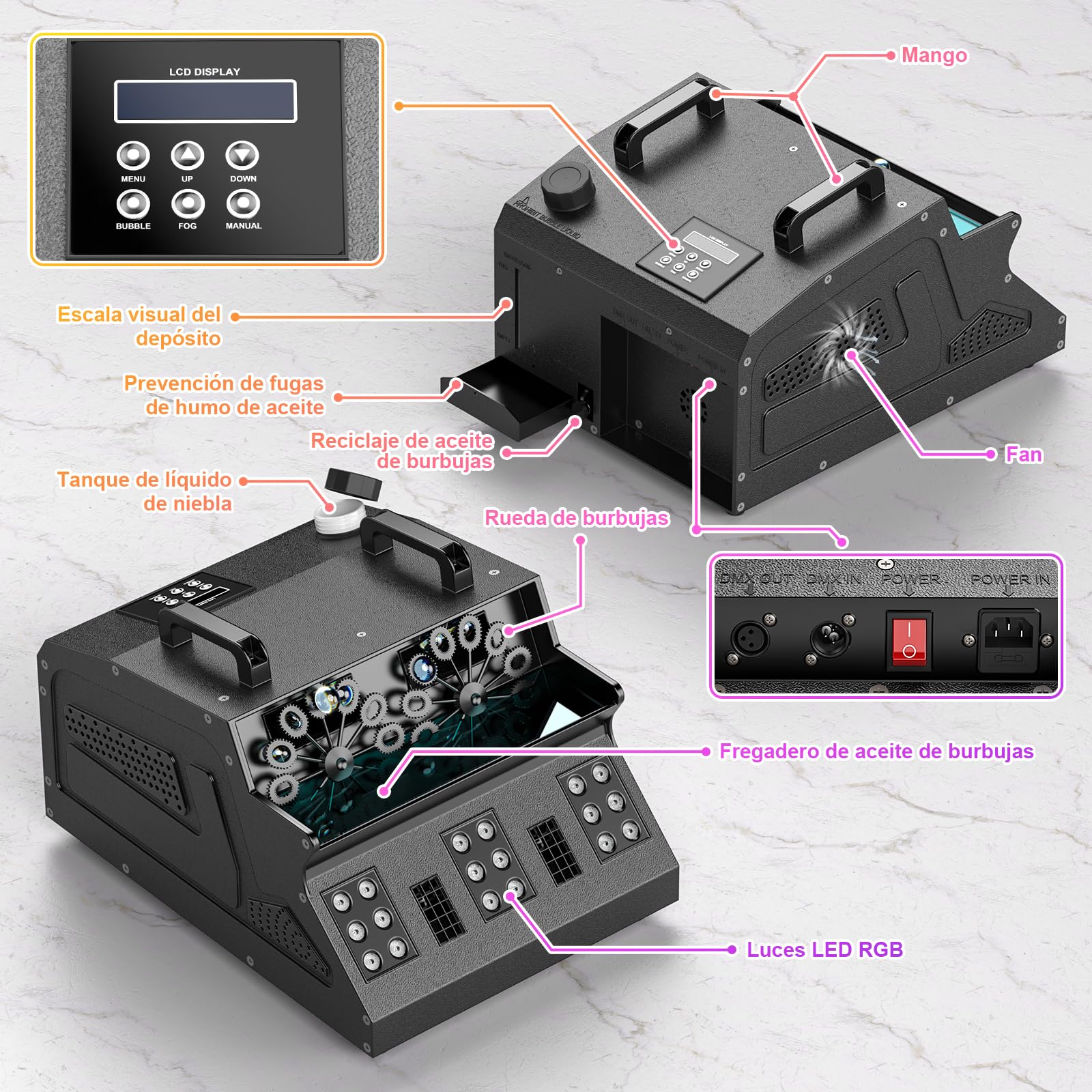 Máquina de Humo con Remoto 1500W Máquina de Niebla de Burbujas Automática Máquina de Burbujas para Fiestas Al Aire Libre Bodas Halloween Vacaciones Bodas Fiestas de cumpleaños