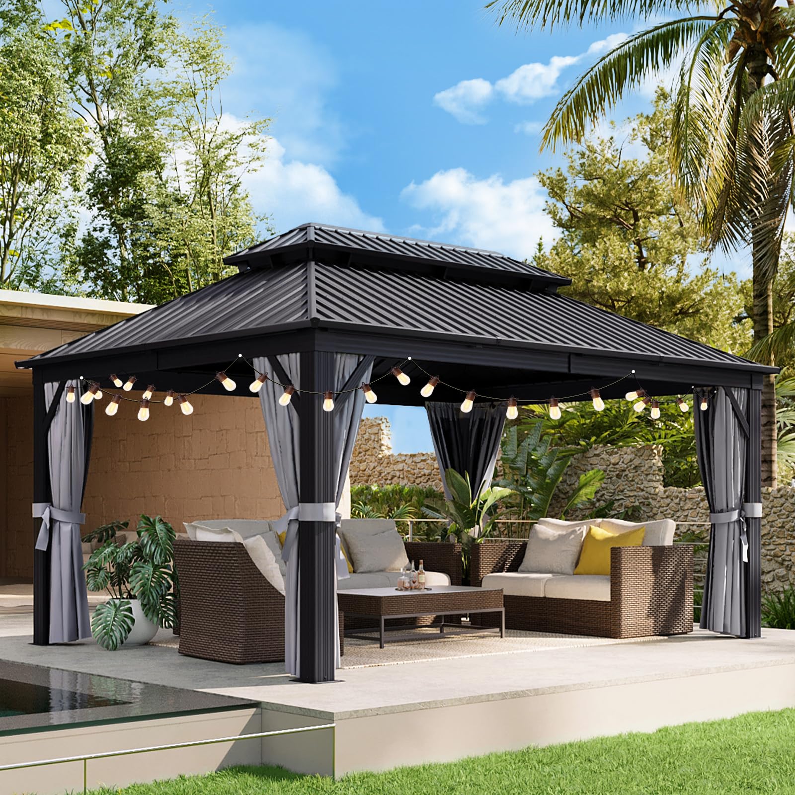 Aoxun Hardtop Gazebo 12x16