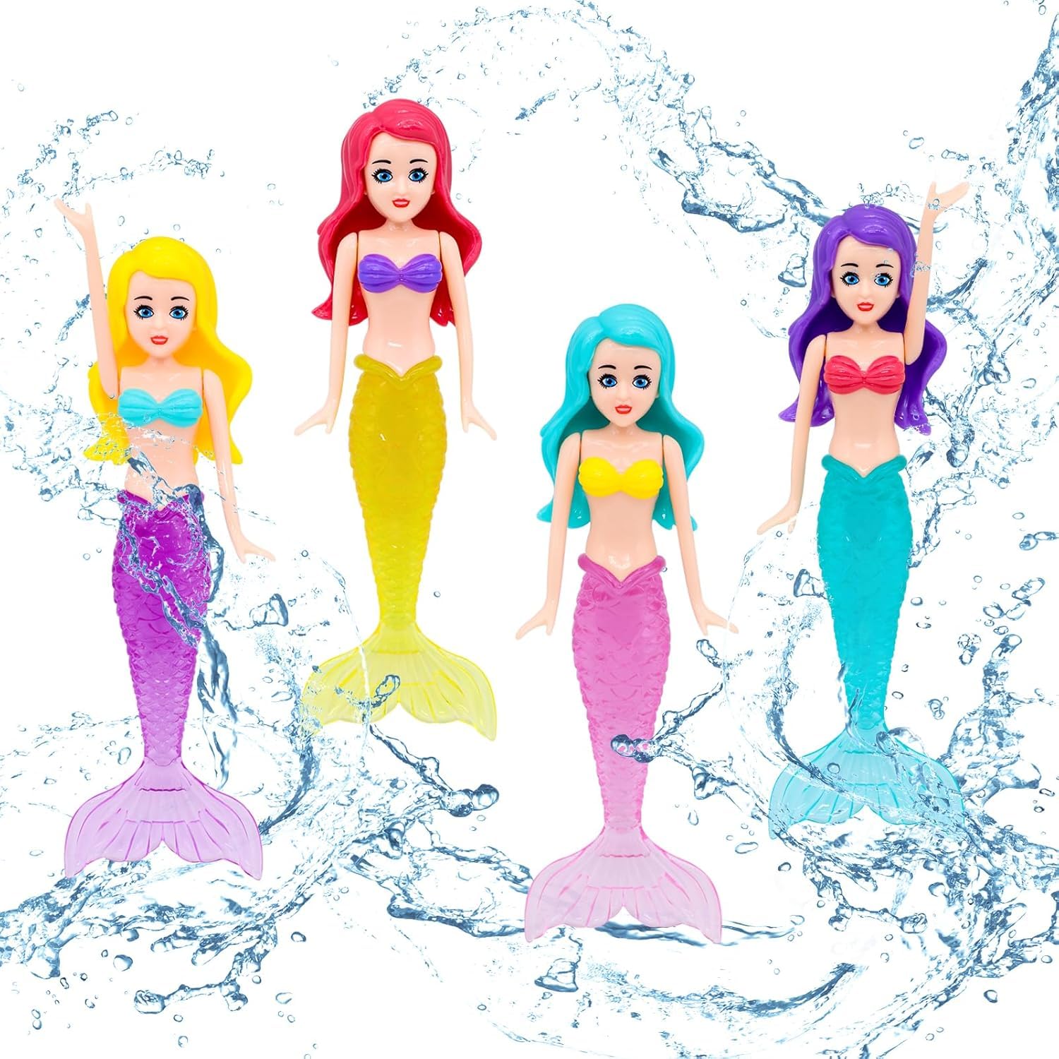 4 Pack Mermaid Diving Toys for Swimming Pool, Sinking Pool Toys for Underwater Swim Training