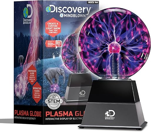 Discovery™ Plasma Globe Lamp, Touch & Sound Sensitive Lightning, Interactive Electric Plasma Ball for Hands-On STEM Learning, Plug-in Bedroom & Desktop Decorative lamp
