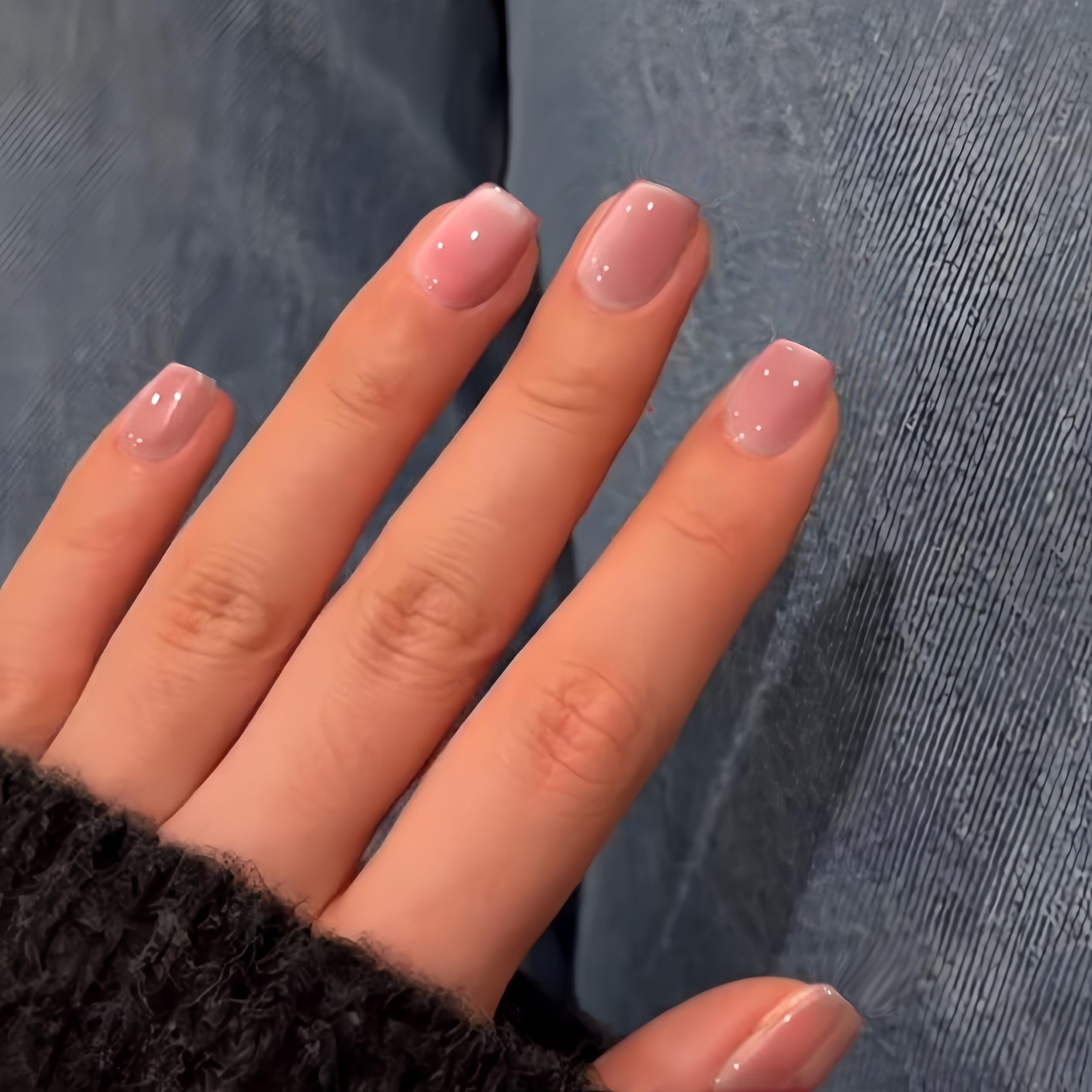 SXVME Cat Eye Soft Gel Press on Nails Short Coffin Shape, 30 Pcs Muted Pastel Pink Cat Eye False Nails Short Square - Image 2