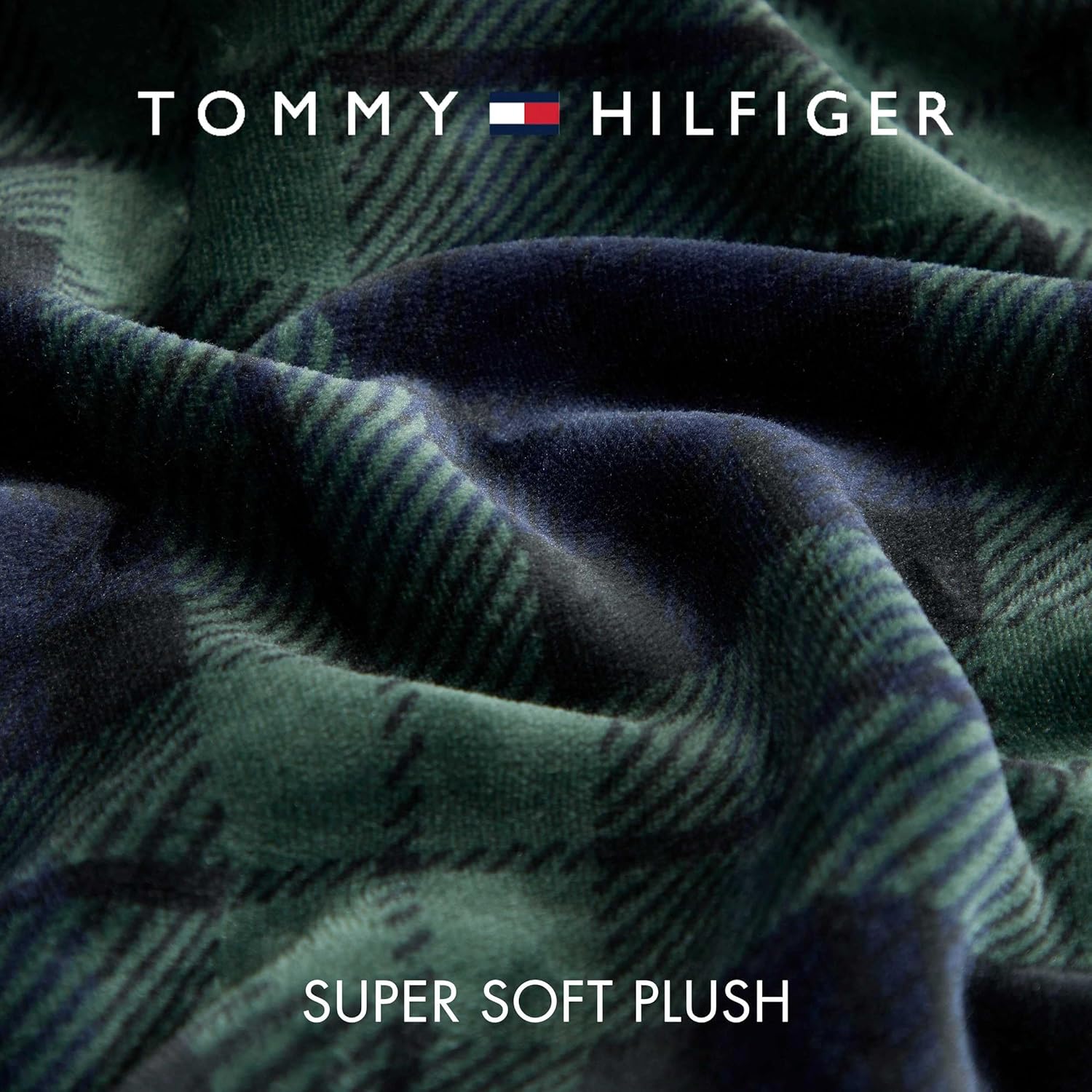 Tommy Hilfiger - Blanket, Ultra-Soft Plush Throw Blanket for Bed or Couch, Cozy Bedding with Solid Reverse & Tailored Hem, Medium Weight for Year Round Comfort (Edinburgh Tartan Blue, 50" x 70")