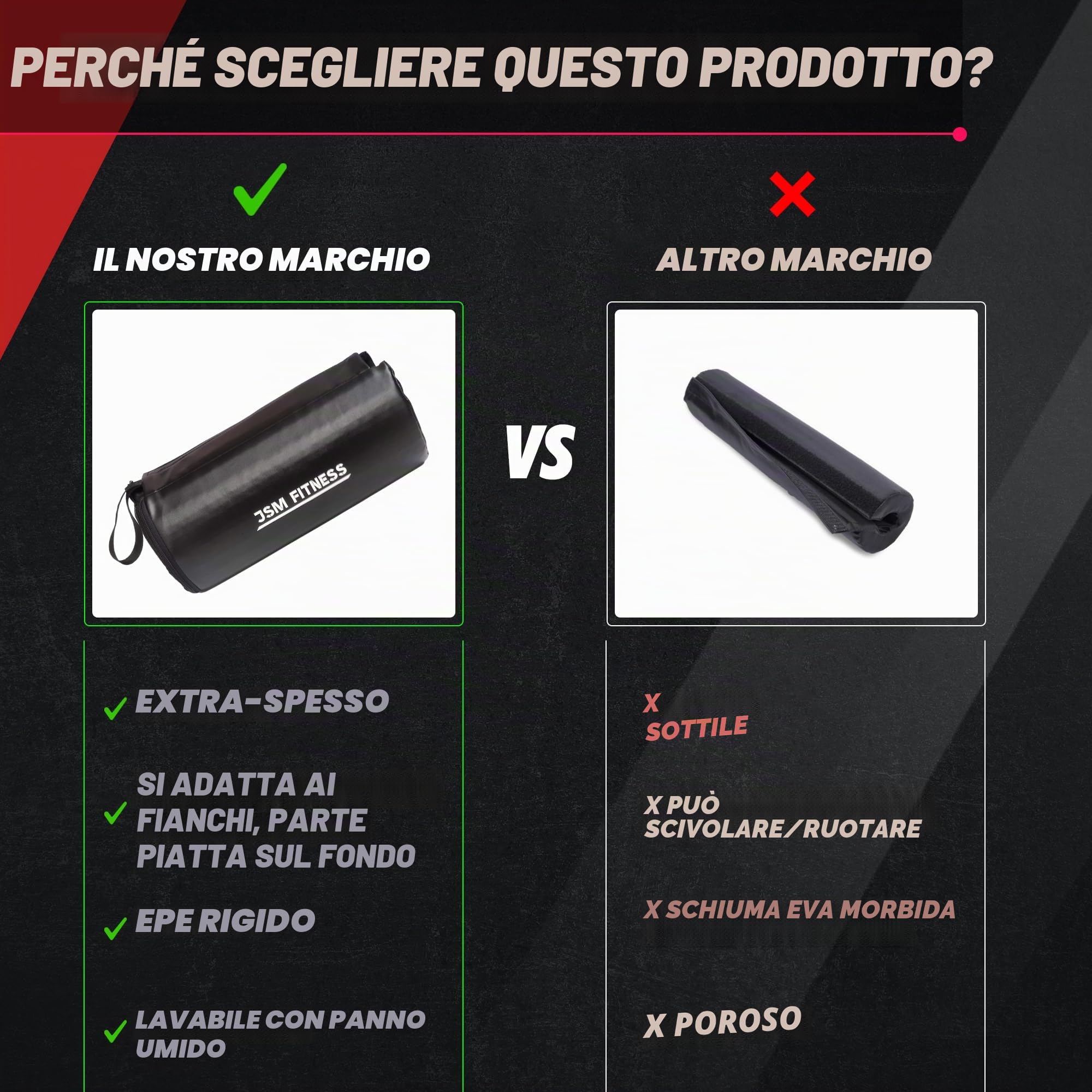 Cuscino Bilanciere Hip Thrust – Cuscinetto Palestra Extra Spesso per Spinte d’Anca e Glute Bridge – Protezione con Schiuma EPE e Chiusura – Cuscino Hip Thrust per Uomo e Donna