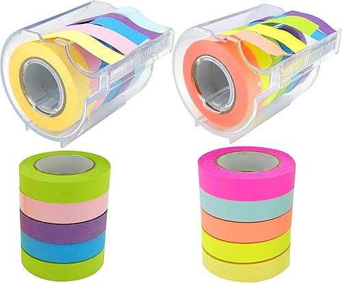 4A Roll Sticky Notes, Full Adhesivo, Ancho x Largo 0.4 x 315 pulgadas, Neón Surtido, Notas autoadhesivas, 5 ColorRollo, 2 Rollos con Dispensador y 2