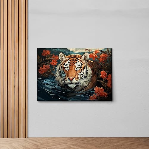 Miniatura 6 de Tiger Art Print, Jungle Illustration, Animal Wall Art, Safari Animals, Tigers Poster, Tropical Wall Decor, Jungle Print, Tiger Swimming, Tiger Art