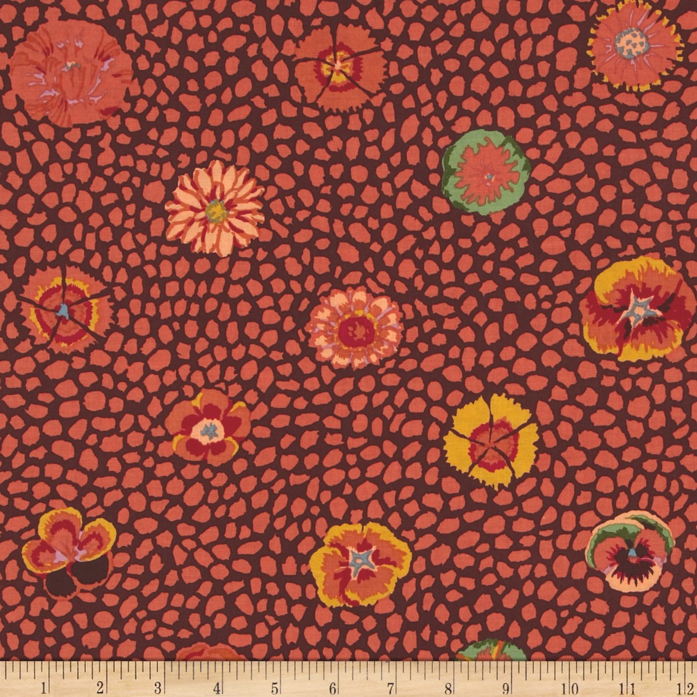 Kaffe Fasset Collective Guinea Flower Brown Fabric By The Yard