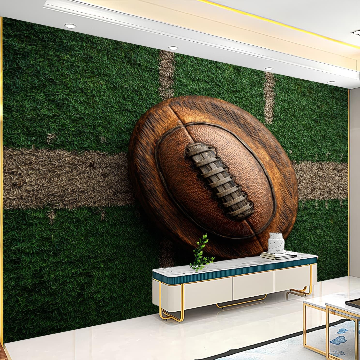 Włóknina wysokiej jakości fototapeta 400 x 280 cm, motyw futbolu amerykańskiego, bez pozostałości, usuwalna wodoodporna naklejka, sztuka, tapeta, zielona, do przedszkola, klasy, kuchni, biura, sofy