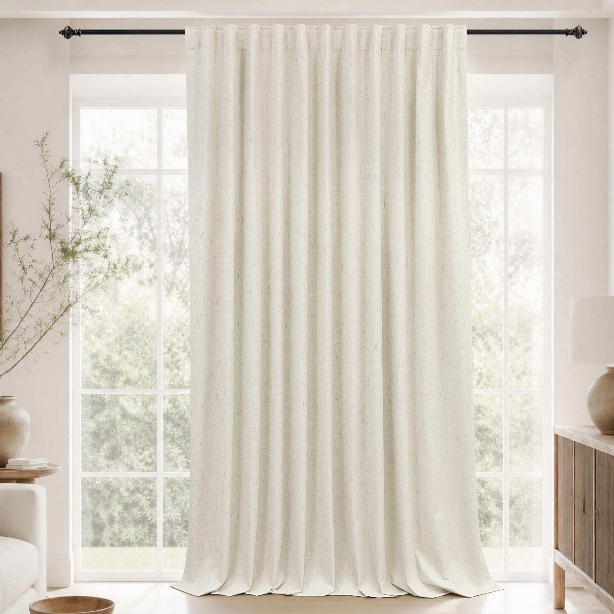 Photo 1 of ***STOCK PHOTO FOR REFERENCE ONLY*** Extra Wide Linen Blackout Curtains 96"L