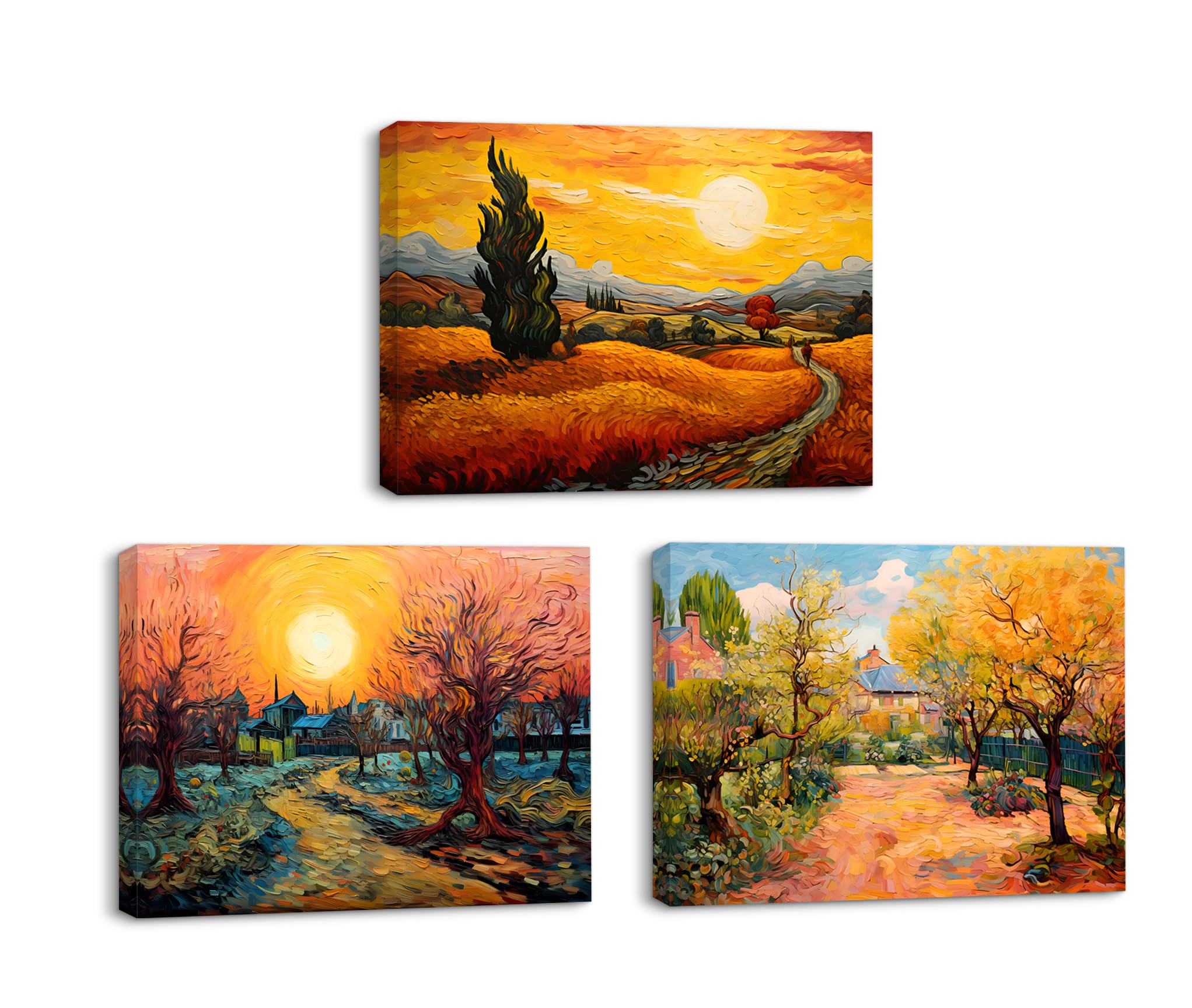 Amazon.co.jp: PIY PAINTING アートパネル 風景キャンバス画、夕日 木