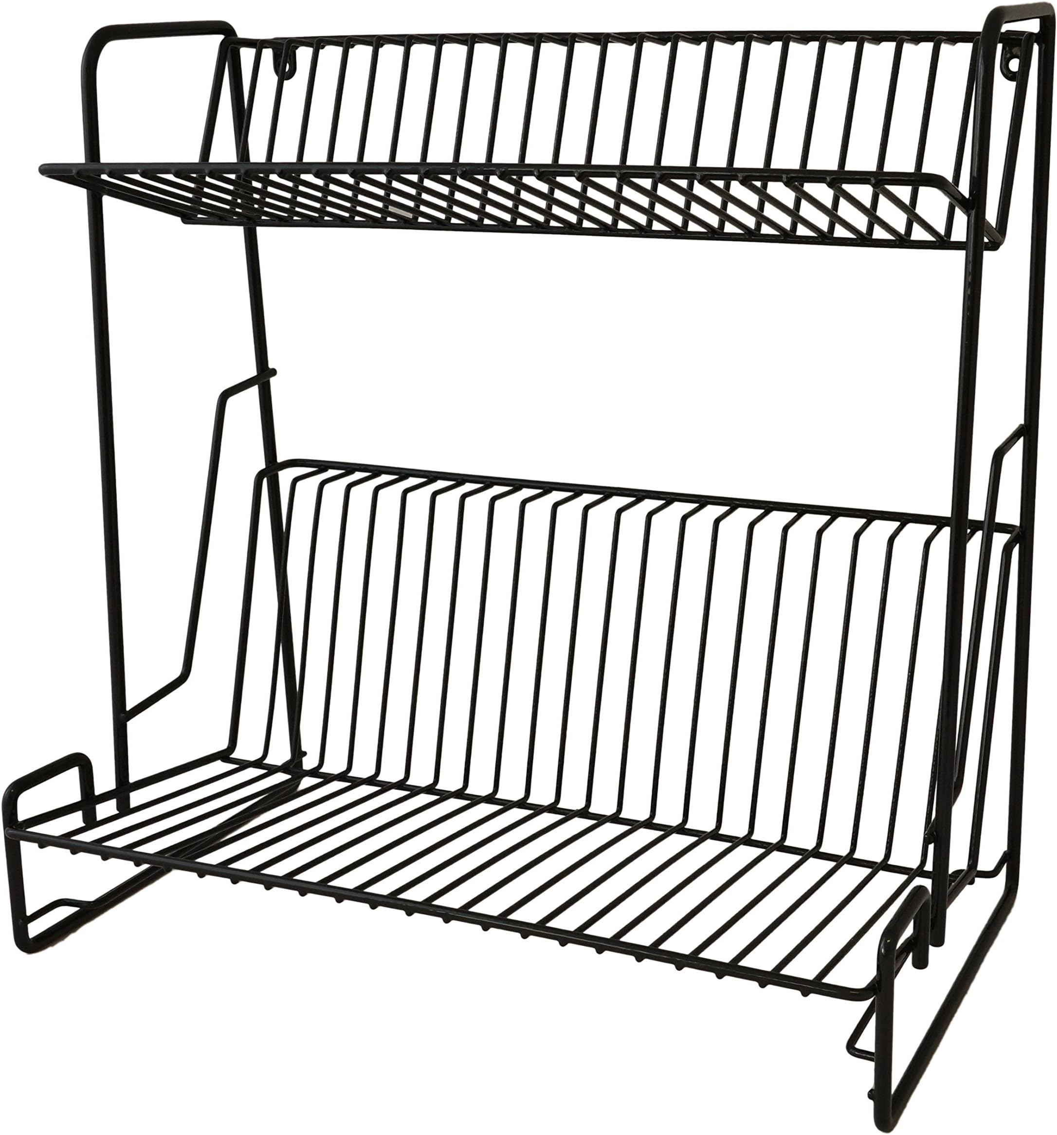 Delfinware Black 2 Tier Plate Rack