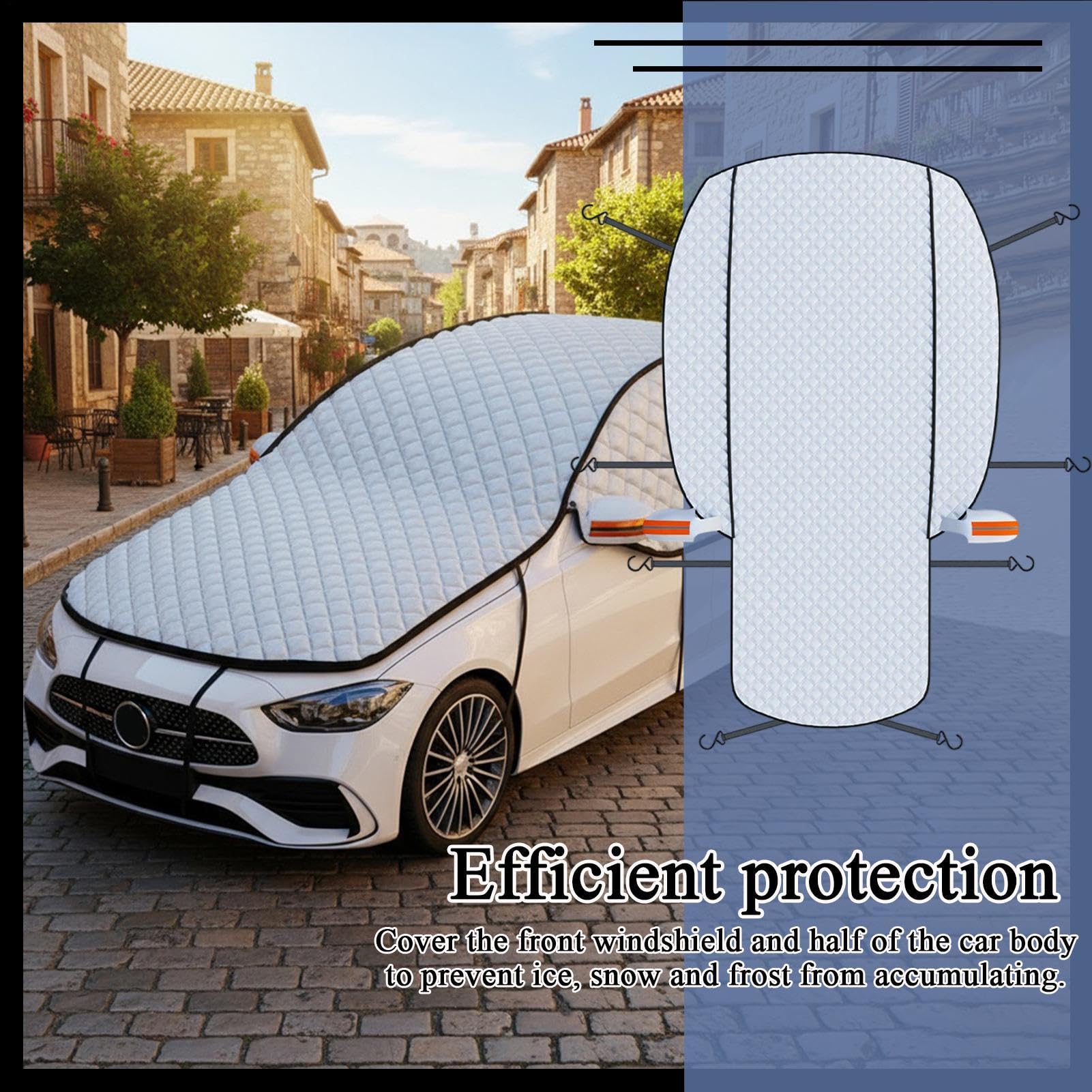 Copertura Neve Per Auto - Scudo Impermeabile Protezione UV, Copertura Per Auto Impermeabile, Strato Di Protezione Esterna Robusto, Soluzione Pratica Di Costruzione Resistente Intempato