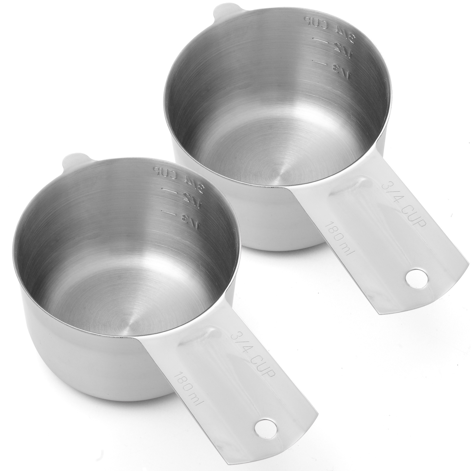 Set de 2 vasos medidores de acero inoxidable 3/4 taza miniatura 7