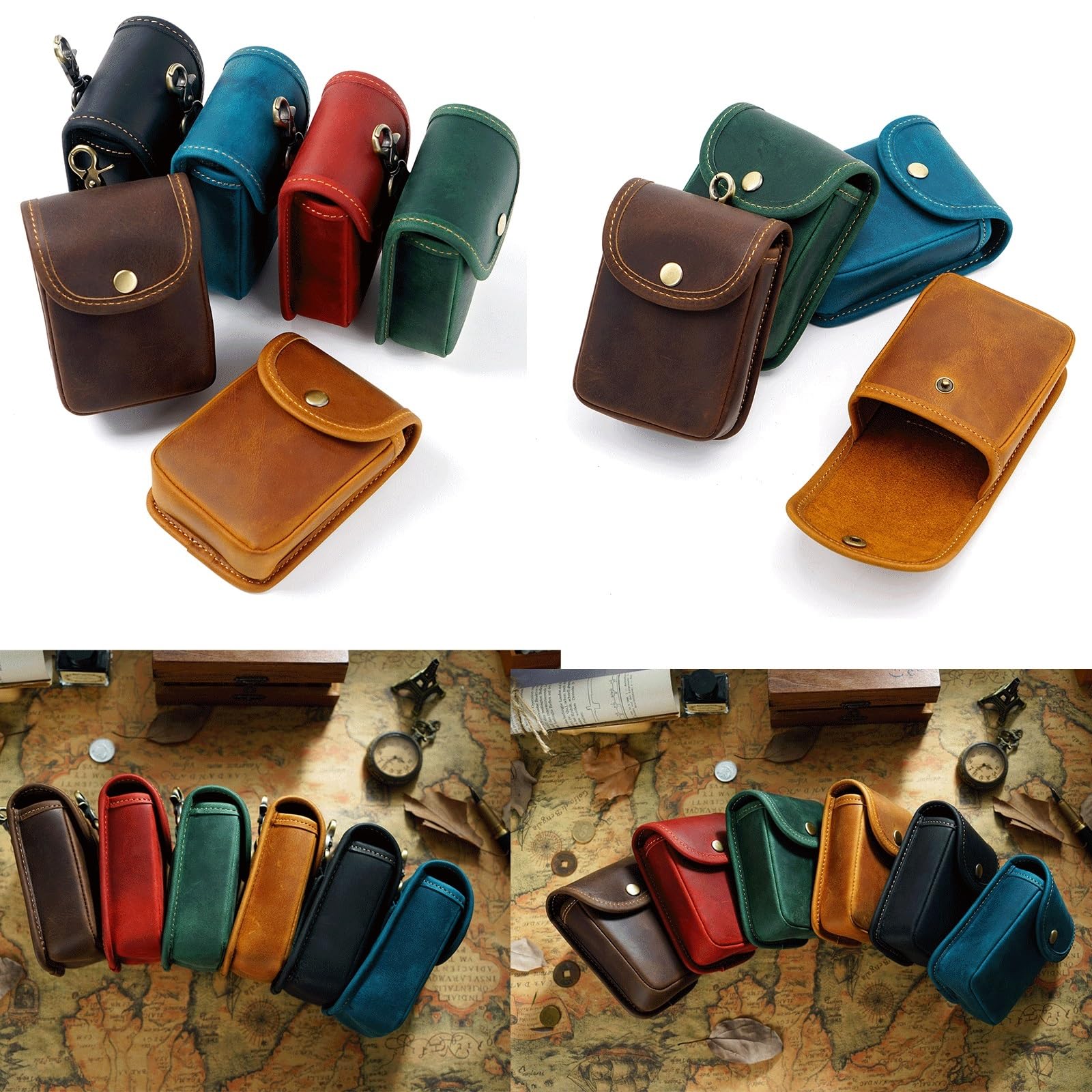 Pitilleras De Metal Y Cuero - Pack De 2 Cajas Para Cigarrillos Delgadas, Elegantes Y Portátiles | Capacidad 20 Unidades