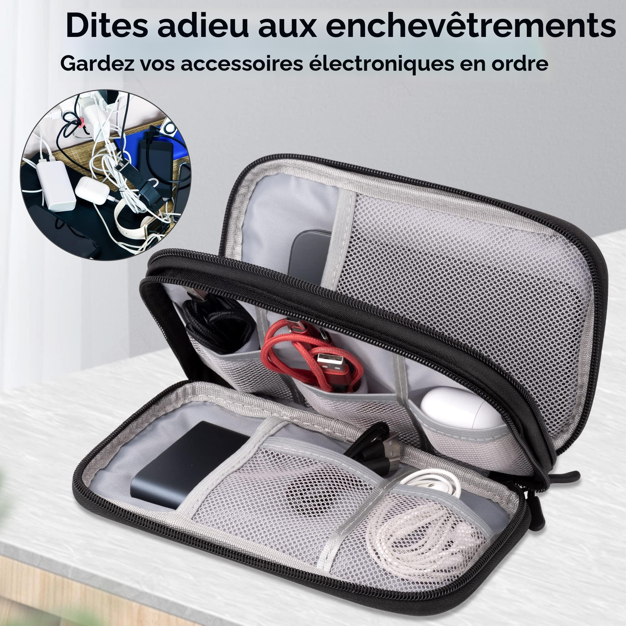 Étui EVA Antichoc ACOCOBUY Pour Disque Dur 2,5" - Organisateur Accessoires Électroniques Or Rose