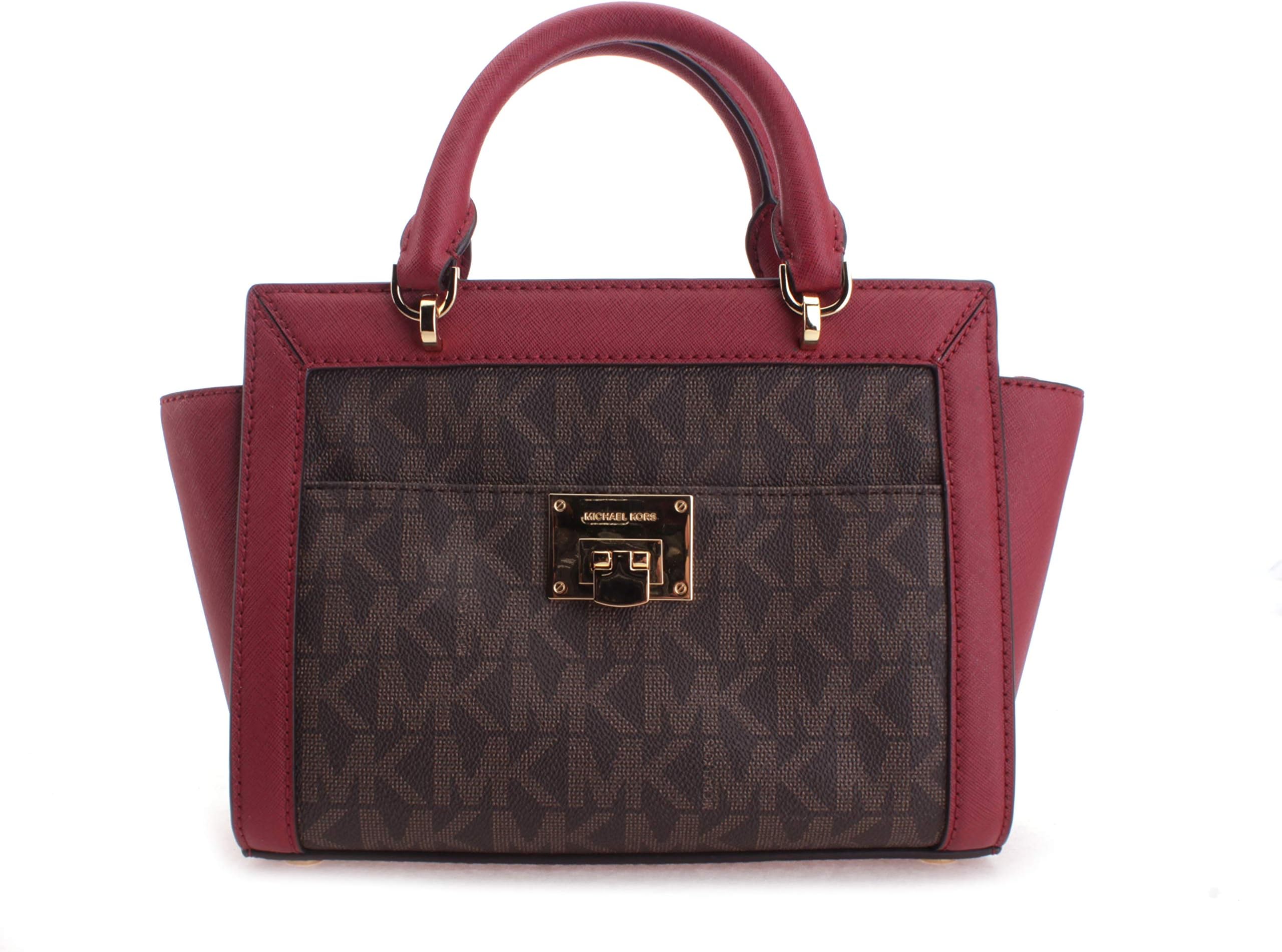 Michael Kors Women's Tina Sm Top Zip Messenger Crossbody Bag No Size (Brn/Cherry)