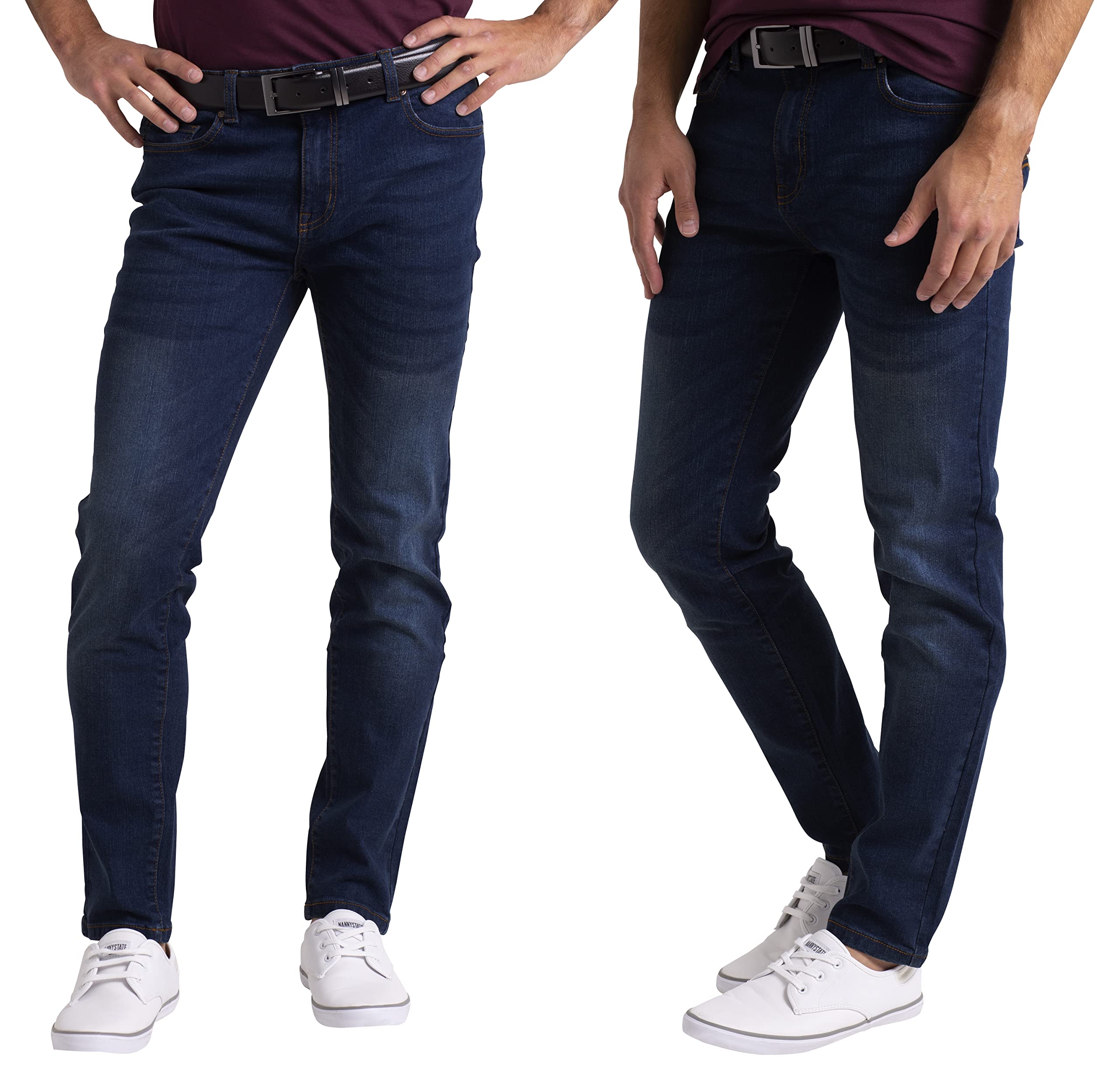 westAce Jeans Flex da uomo elasticizzati skinny rilassati slim fit casual a tutte le vite pantaloni in denim, Blu indaco, W28 / L30