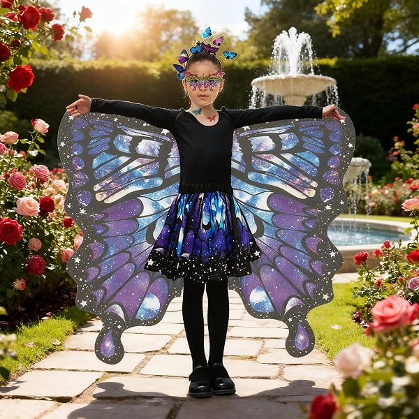 Ailes de Papillon,Déguisement Papillon,Costume de Papillon,Cape d'ailes de Papillon,Cape Papillon,Ailes Papillon Deguisement,pour Le Carnaval,Mardi Gras,SoiréE à Thème,Halloween - 4