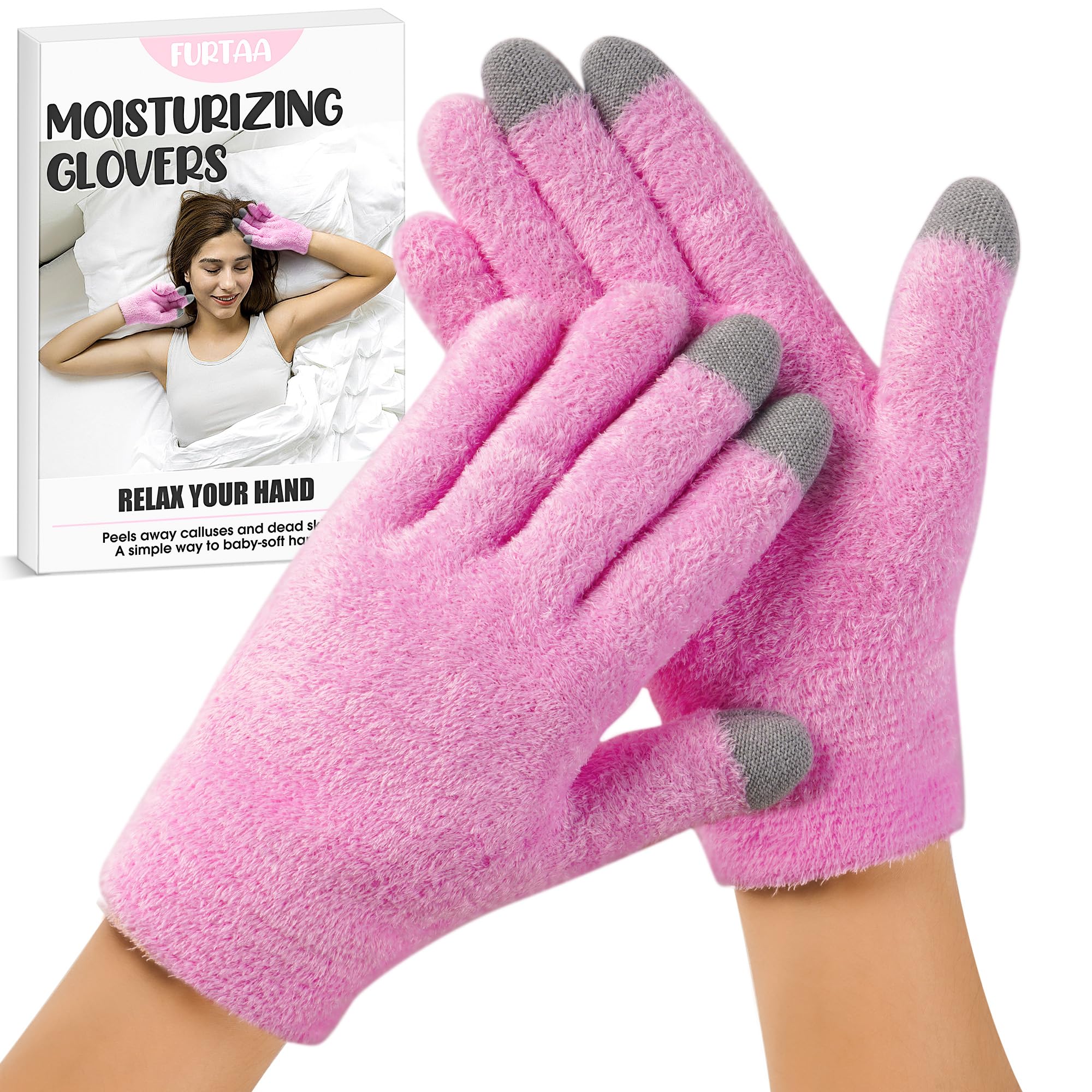 Moisturizing Gel Glovers,Touchscreen Silicone Moisturizing Gloves,Softening Dry Cracked Hand Skins with Essential Oils and Vitamins.
