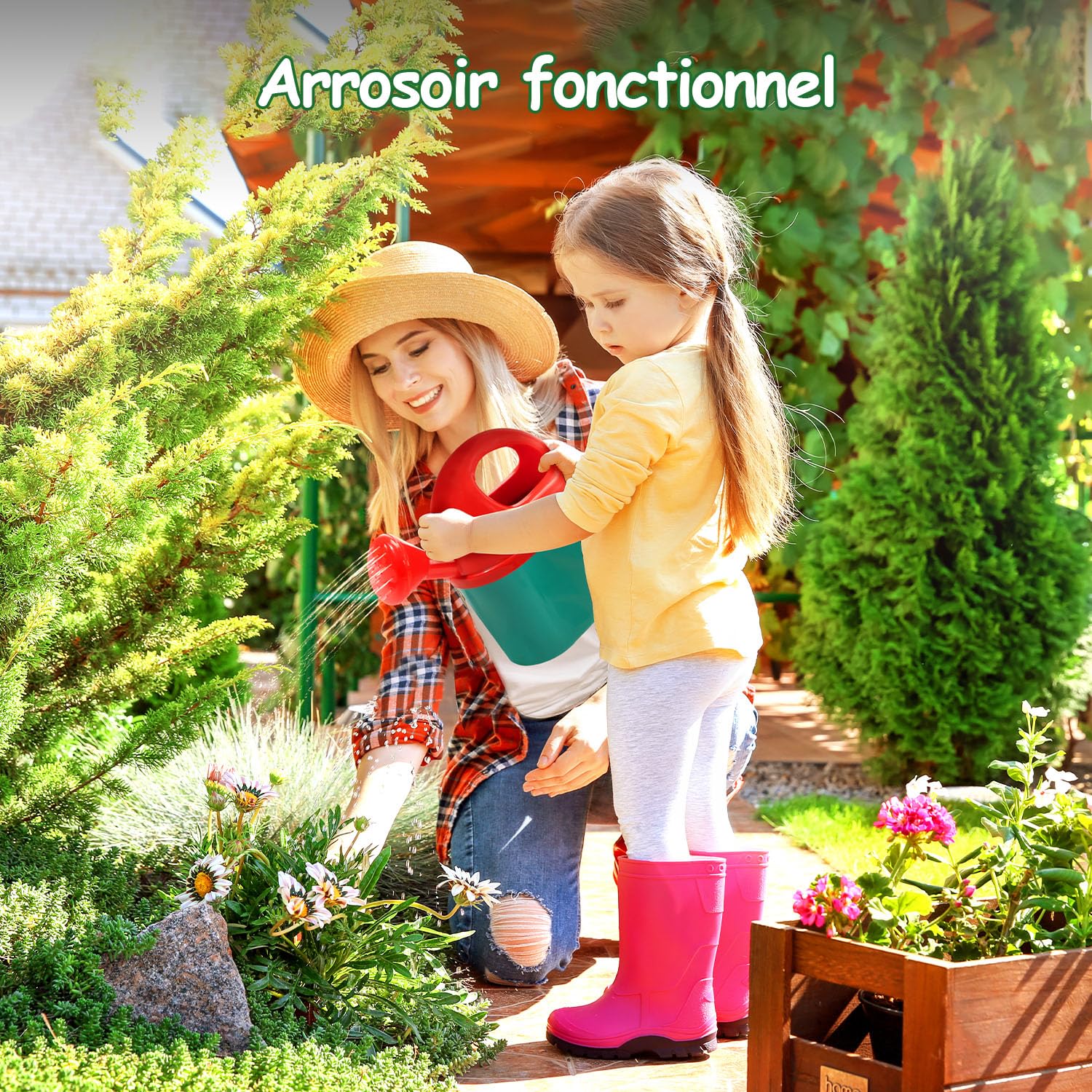 cute stone Ensemble d'outils de Jardinage pour Enfants, Jouets de Jardin avec brouette, arrosoir, Pelle, Jouet de Construction de Jardin de Fleurs, Jeu de Simulation pour l'extérieur et l'intérieur