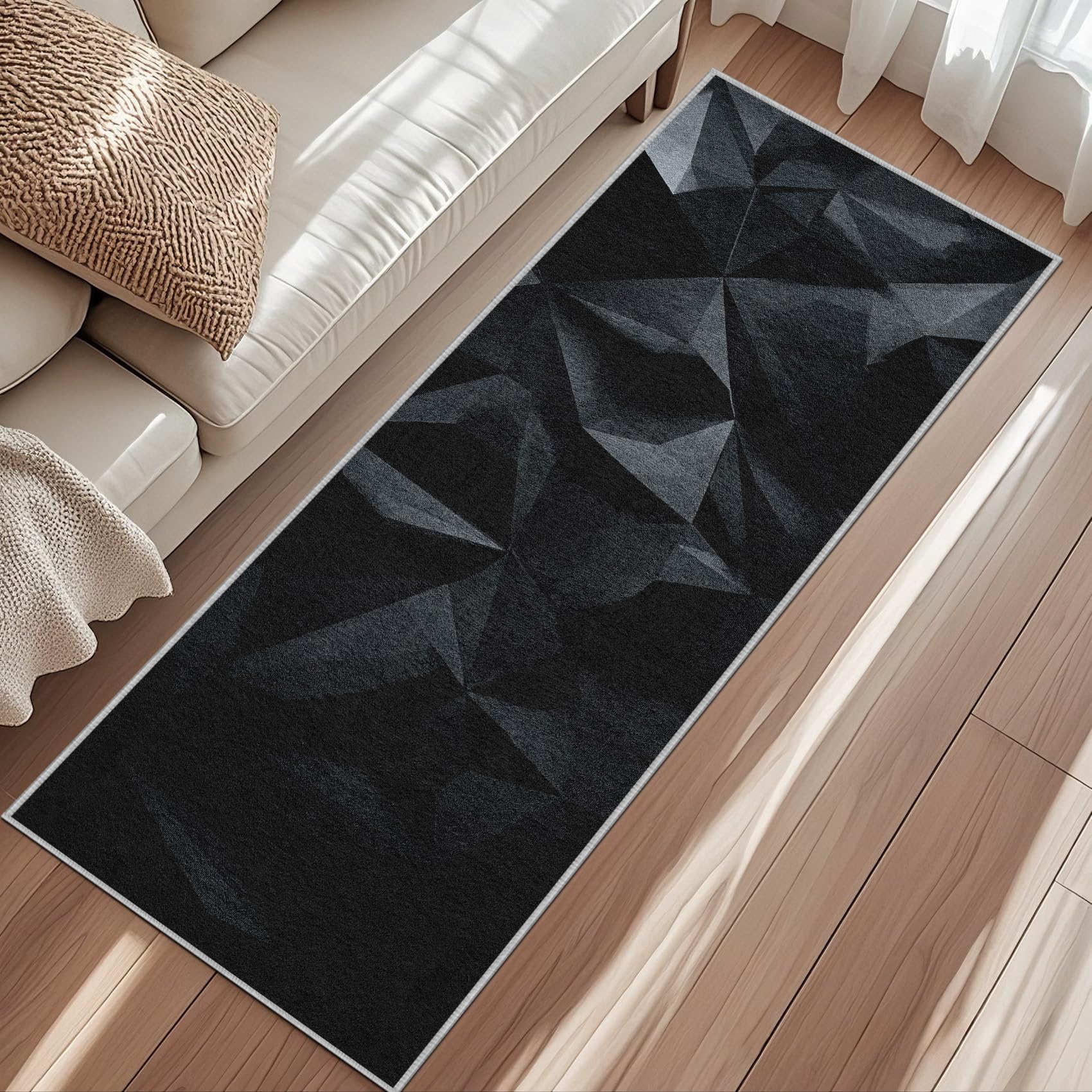 Tapis de couloir pour cuisine et buanderie moderne noir 3D