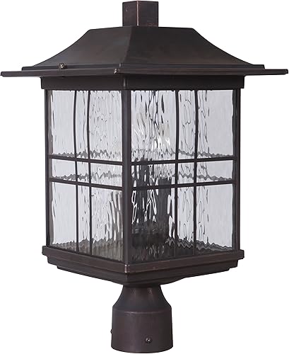 Craftmade Z7825-ABZ Dorset - Iluminación de poste de montaje en muelle para exteriores, 3 luces, 180 vatios, bronce envejecido cepillado (11
