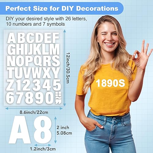 Miniatura 2 de 5 hojas, 215 letras y números para planchar para ropa, letras de vinilo de 2 pulgadas con letras de transferencia de calor de poliuretano A-Z,