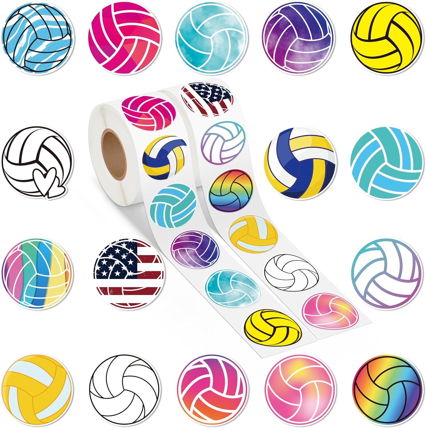 1000Pcs Volleyball Stickers for Water Bottles Colorful Sport Decal Bulk I Love Volleyball Vinyl Stickers for Teen Girls Team Players Coach Reward Party Favor Supplies Scrapbooking