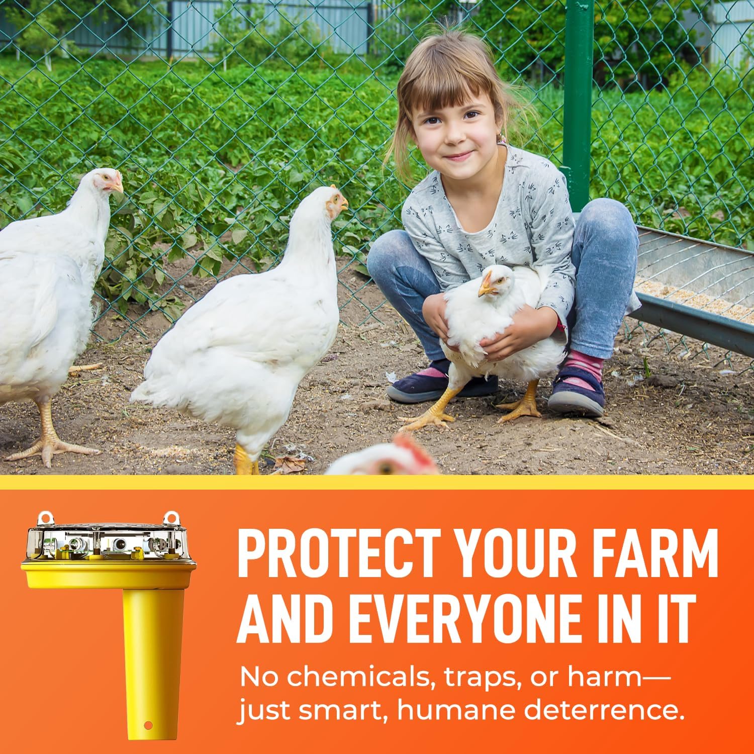 Solar Foxlights Predator Deterrent 9-LED Night Wildlife Repeller with 360° Coverage, Random Flashing Colors – Humane, Solar or Battery-Powered Protection for Chickens, Goats, Gardens Farms & Vineyards