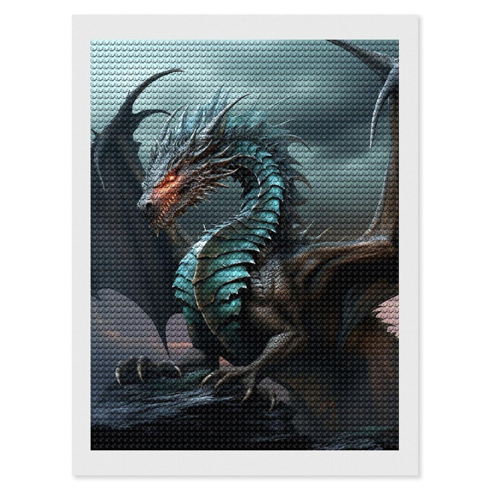 FodPand Diamond Art Kits for Adults, 5D Aurora Diamond Painting Kits for Beginners, Cool Dragon DIY Full Drill Dots Gem Art Paint Crafts for Home Wall Decor 12"x16"