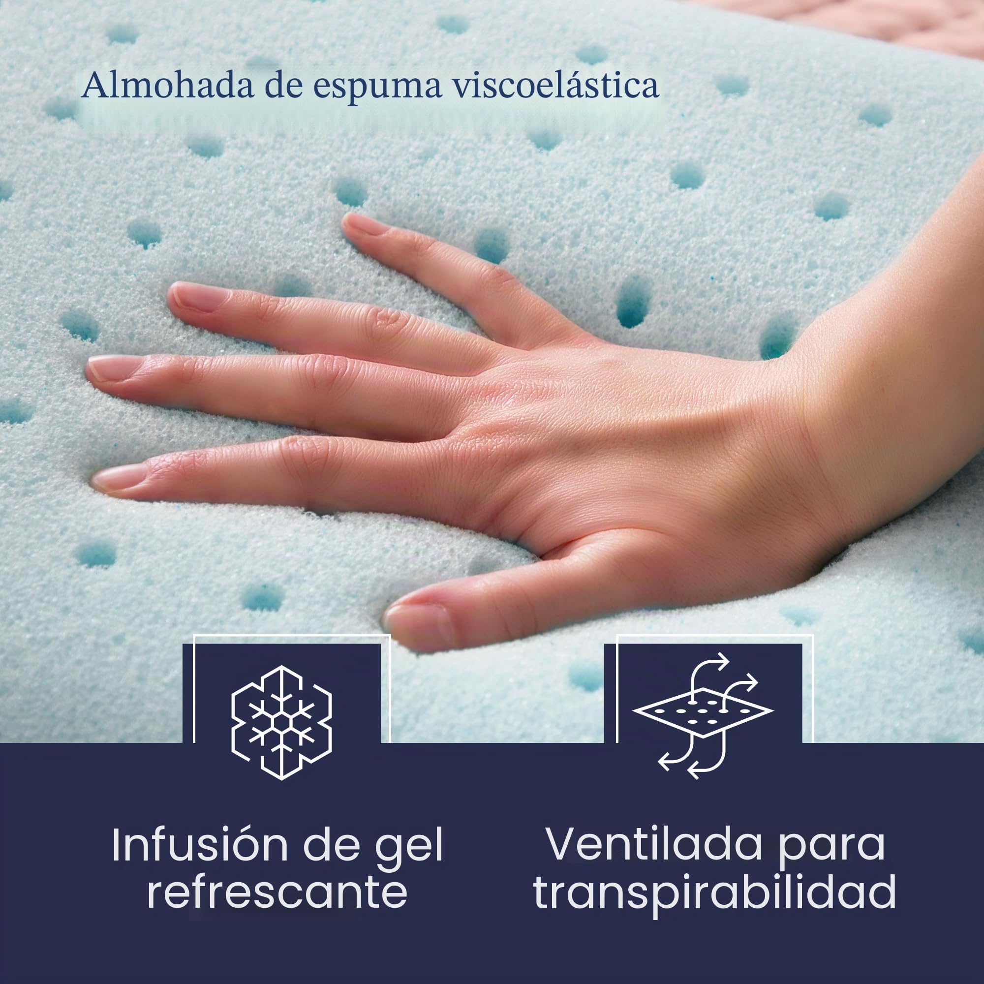 Lucid Weekender Almohada viscoelástica con partículas de Gel, Transpirable y refrescante, Funda Lavable