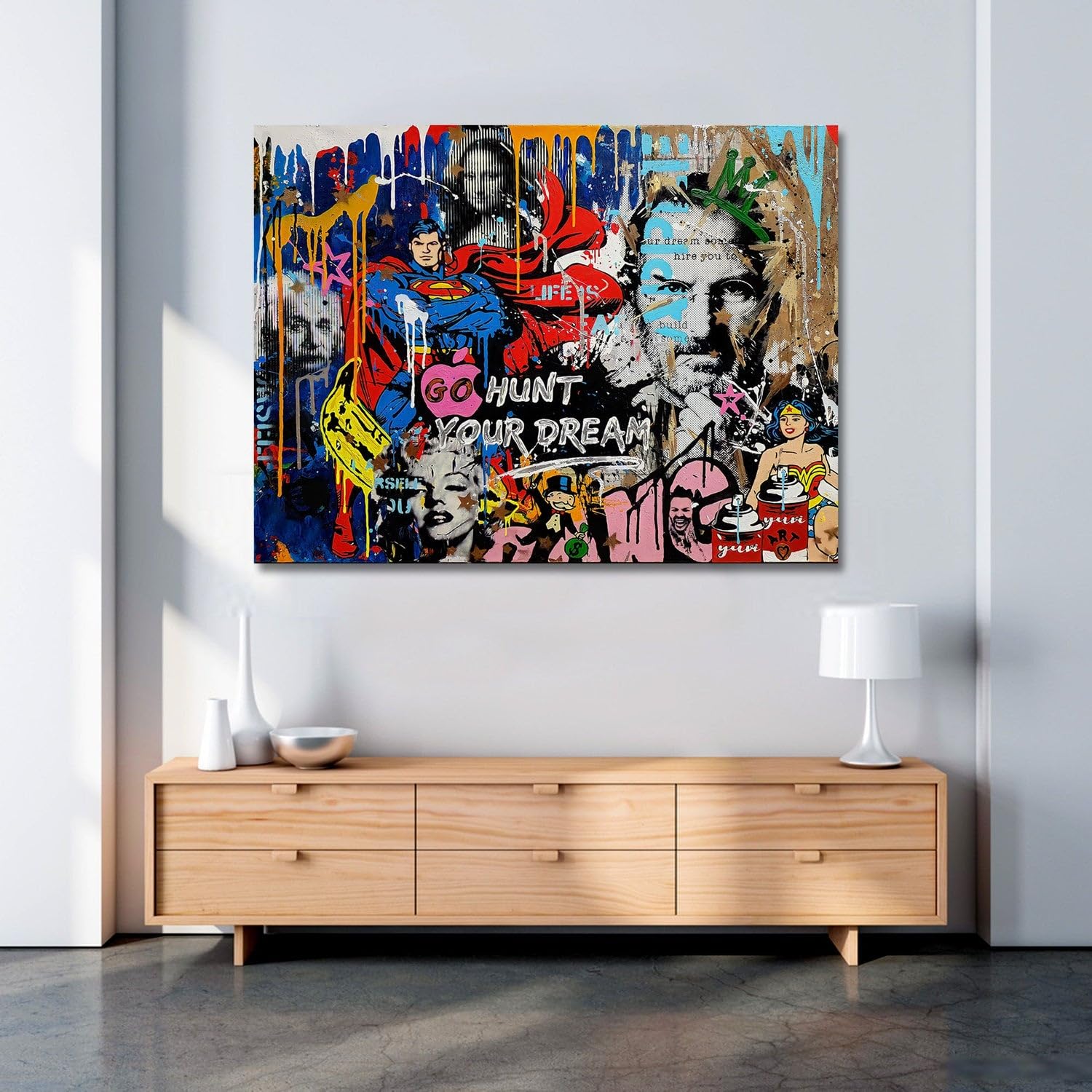 Lienzo Cuadro Moderno Estilo Pop Art decoración de Pared Tamaño 60x40x2cm