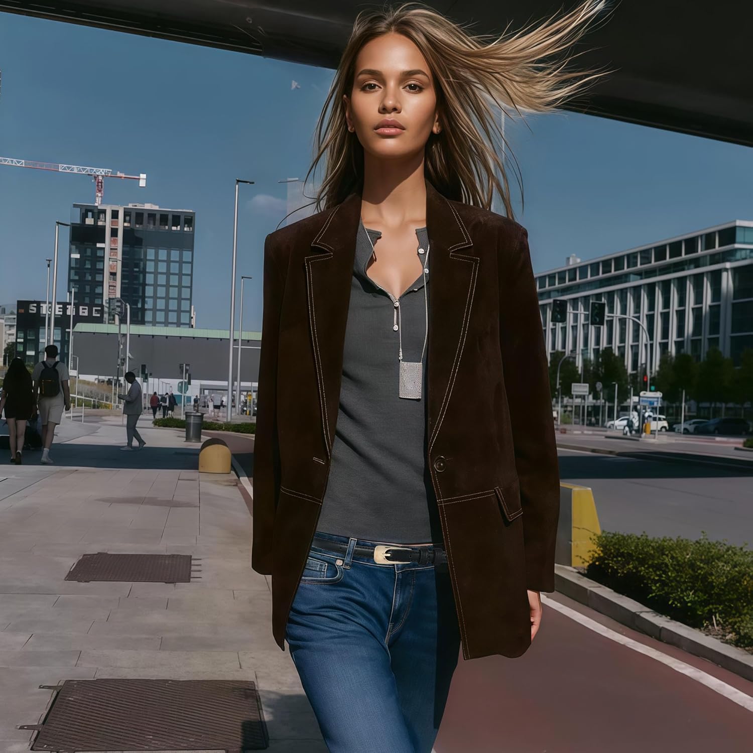 HOTWILL Women Skinny Belts for Jeans Dress Thin Waist Faux Leather Belt with Gold Buckle 0.55" Width - Image 2