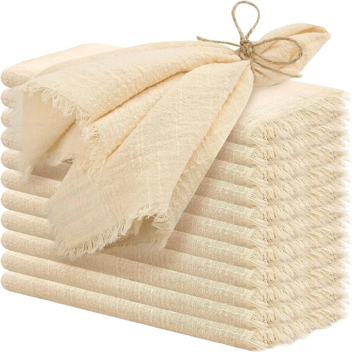100 szt. 32 x 32 cm szałwiowe zielone bawełniane serwetki lniane z frędzlami serwetki z tkaniny rustykalne serwetki ślubne rustykalne serwetki lniane na kolacje przyjęcie