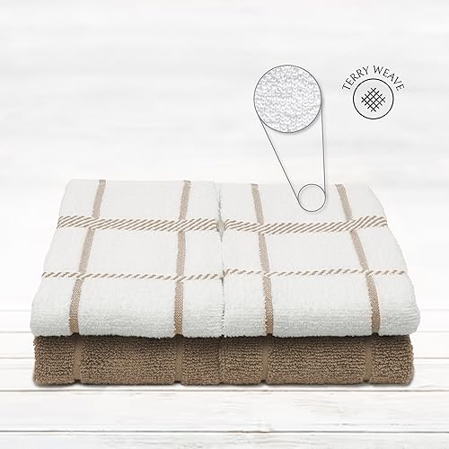 Miniatura 2 de Toallas de cocina 100% algodón de terry Mellow Buff, paquete de 4, 16 x 26 pulgadas, toallas de cocina súper suaves y absorbentes, perfectas para